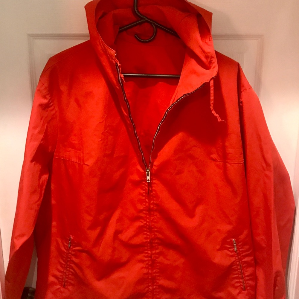 Men’s Red Hooded Rain Jacket